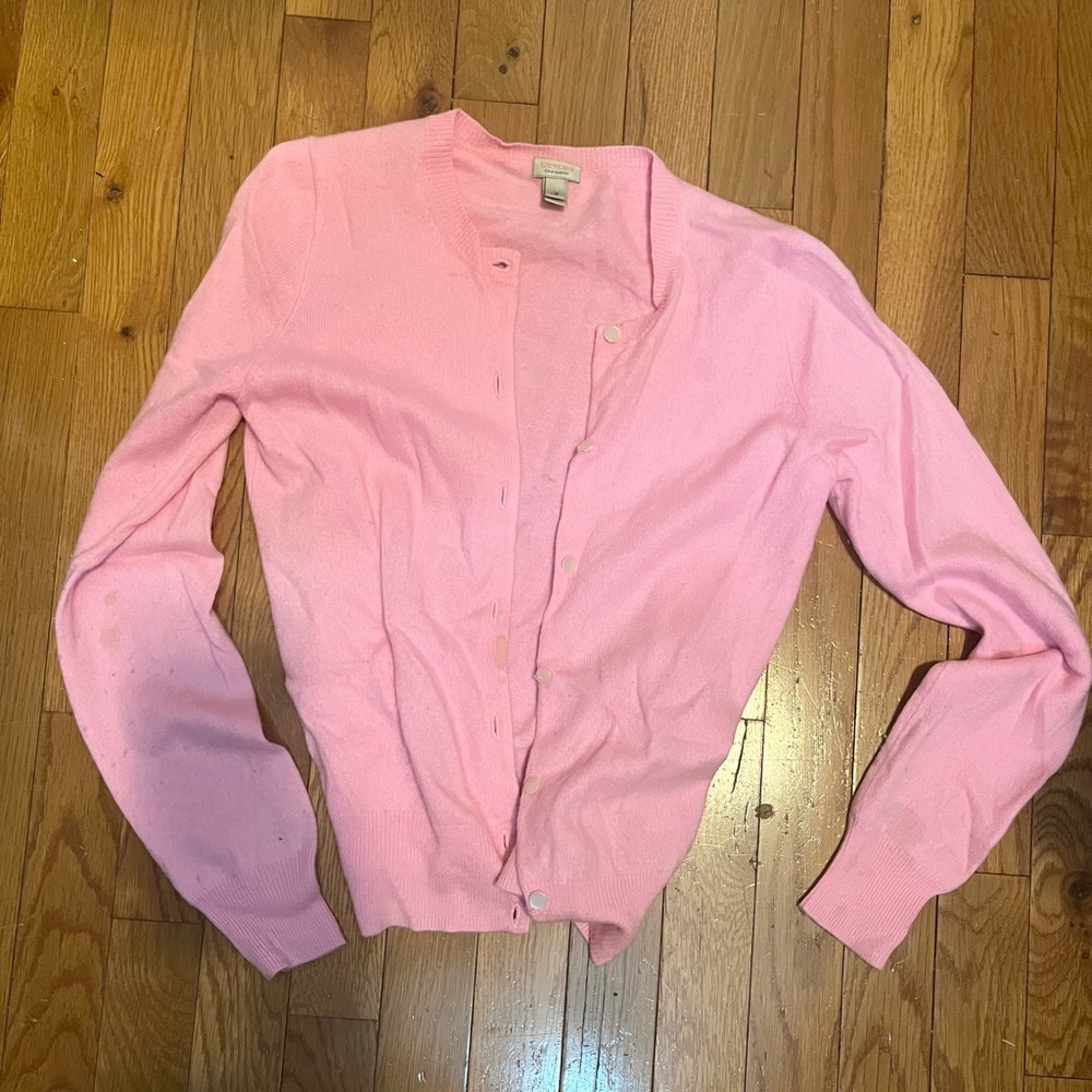 J Crew Crewcut Girls 100% Pink Cashmere Cardigan - Size 16